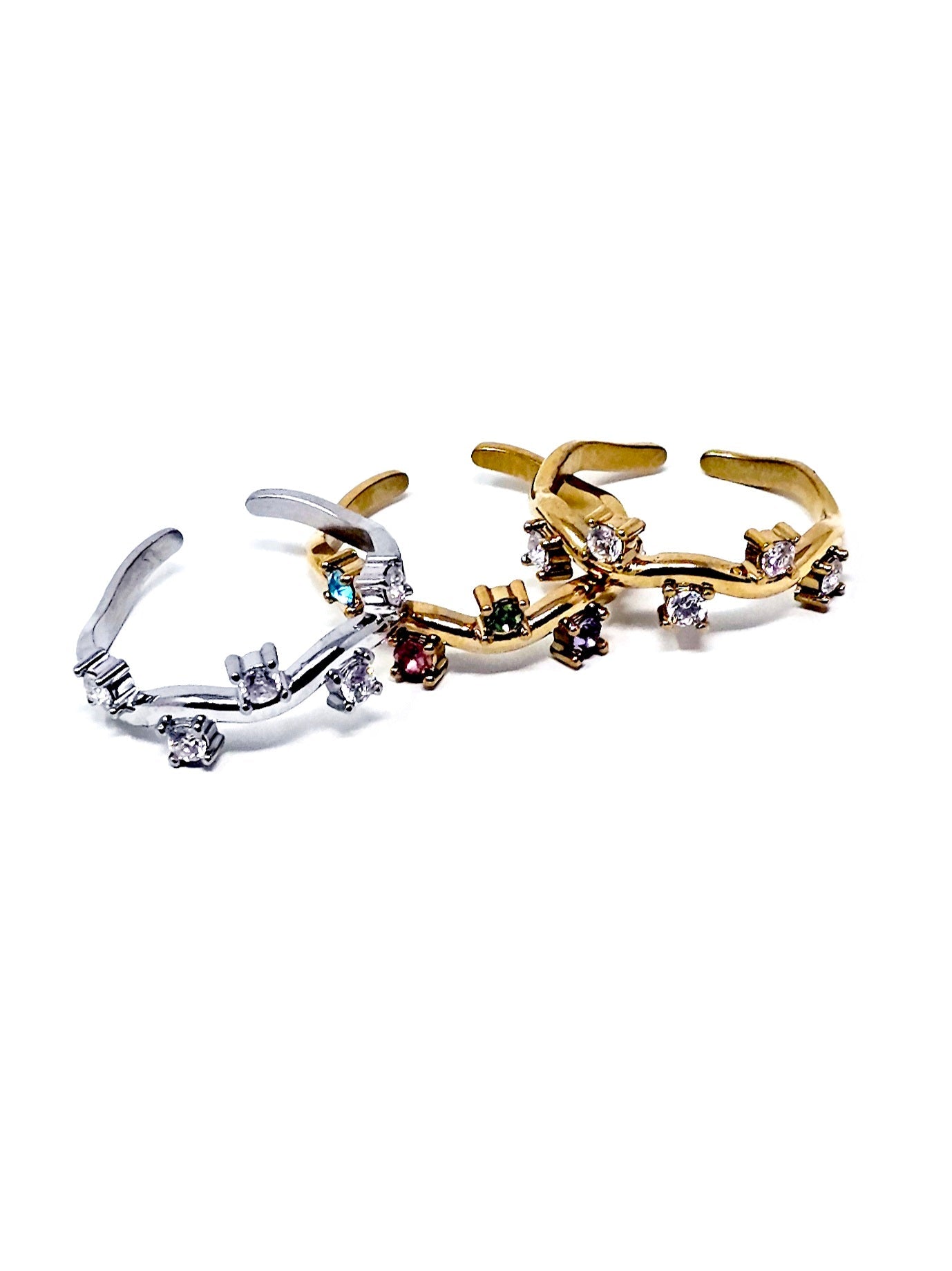 Anello Regolabile "Medea" Silver o Gold o Gold con Pietre Multicolor - 333HOPE333
