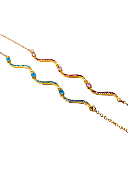 Bracciale "Artemide" Gold con Pietre Quarzo Rosa o Acquamarina - 333HOPE333