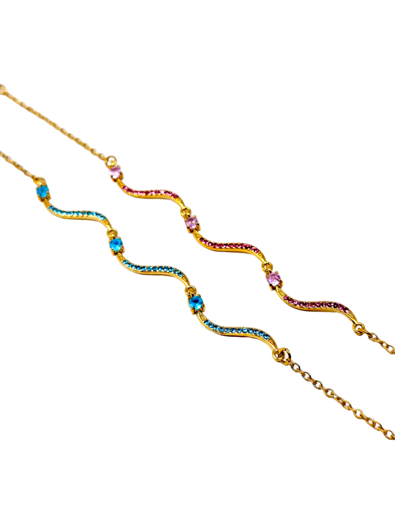 Bracciale "Artemide" Gold con Pietre Quarzo Rosa o Acquamarina - 333HOPE333
