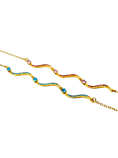 Bracciale "Artemide" Gold con Pietre Quarzo Rosa o Acquamarina - 333HOPE333
