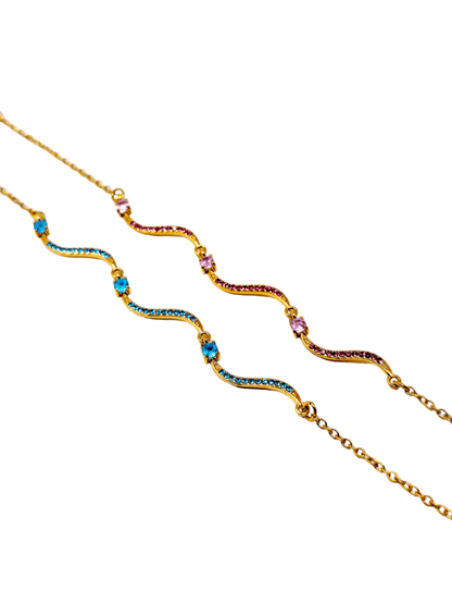 Bracciale "Artemide" Gold con Pietre Quarzo Rosa o Acquamarina - 333HOPE333
