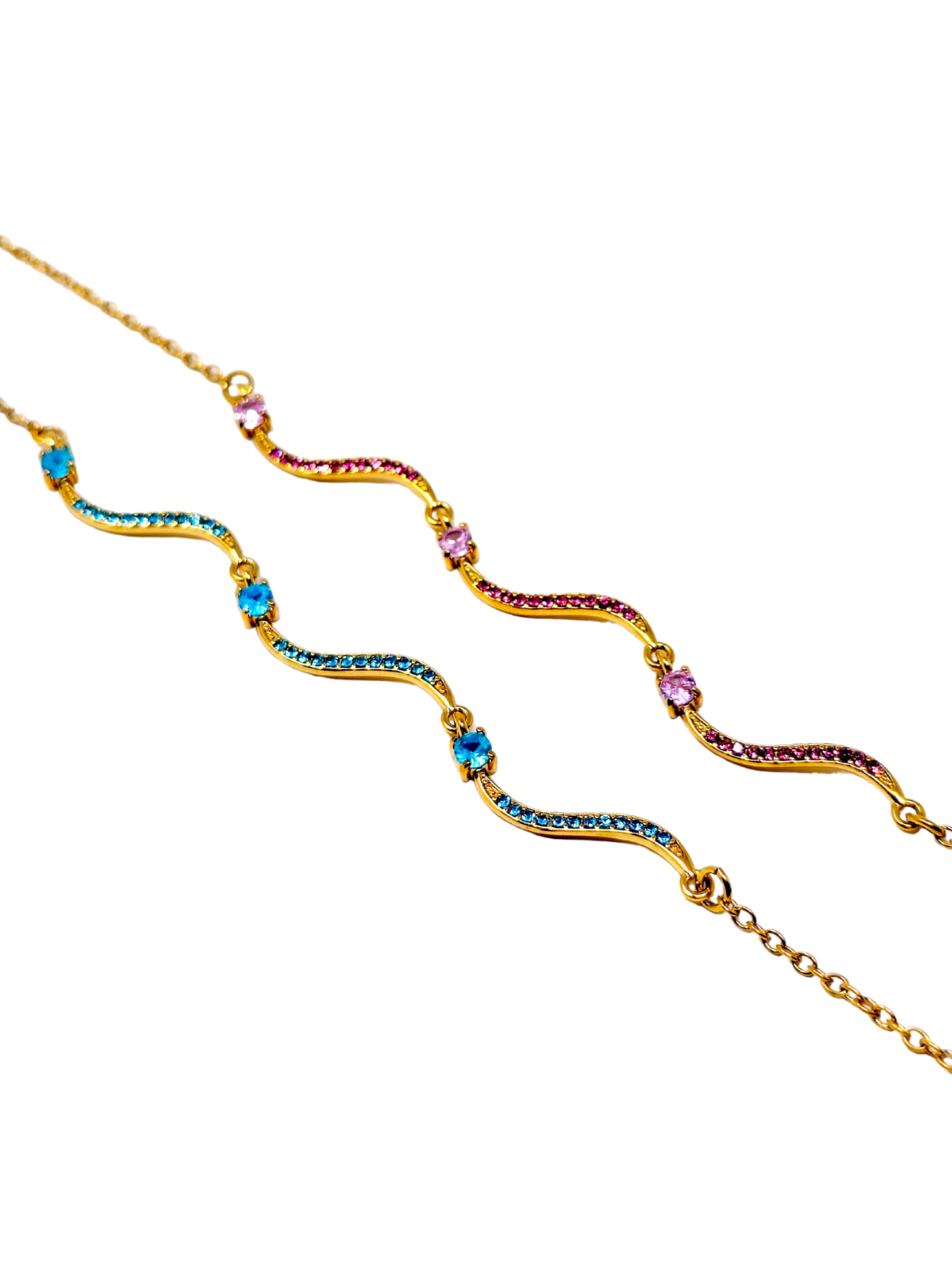 Bracciale "Artemide" Gold con Pietre Quarzo Rosa o Acquamarina - 333HOPE333