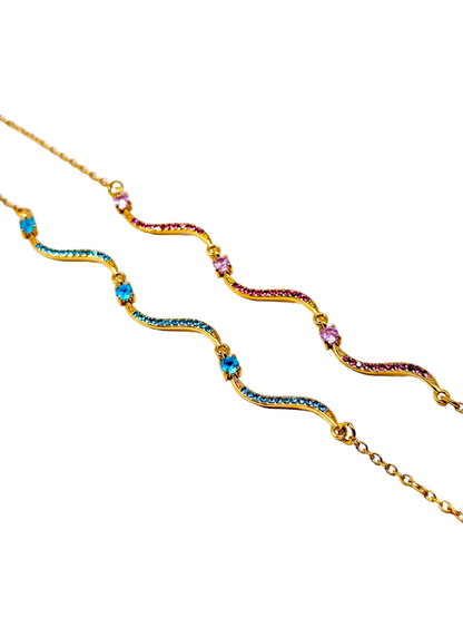 Bracciale "Artemide" Gold con Pietre Quarzo Rosa o Acquamarina - 333HOPE333