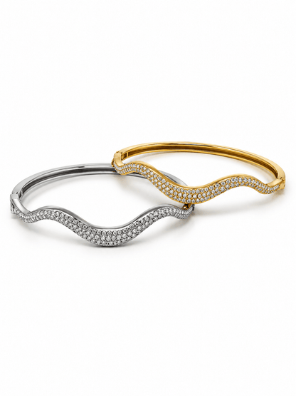 Bracciale Bangle "Waves Pavé" Gold o Silver - 333HOPE333