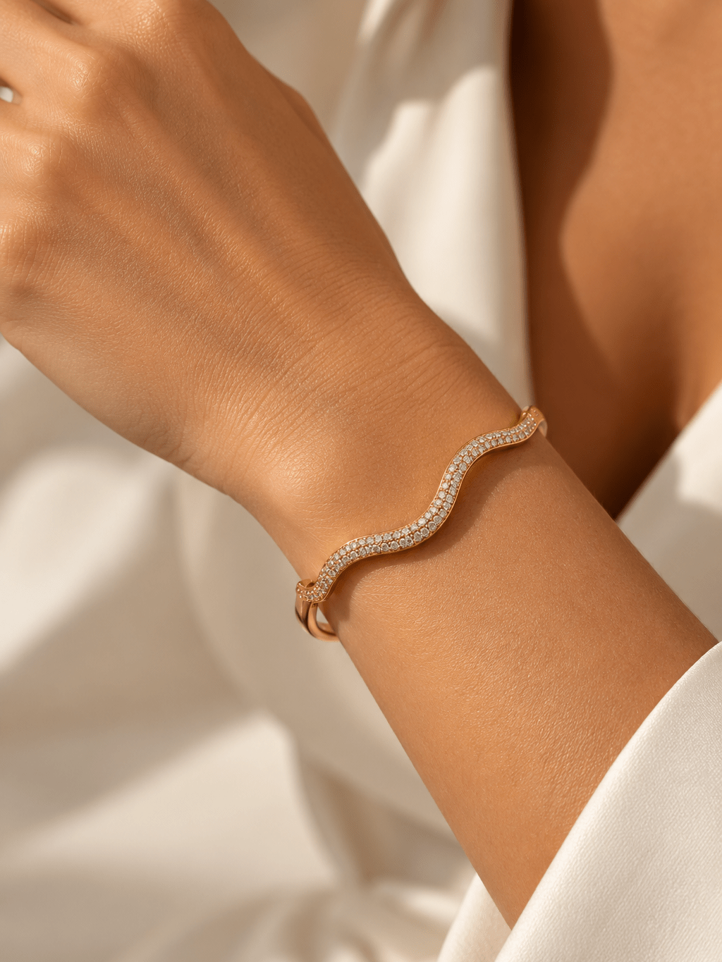 Bracciale Bangle "Waves Pavé" Gold o Silver - 333HOPE333