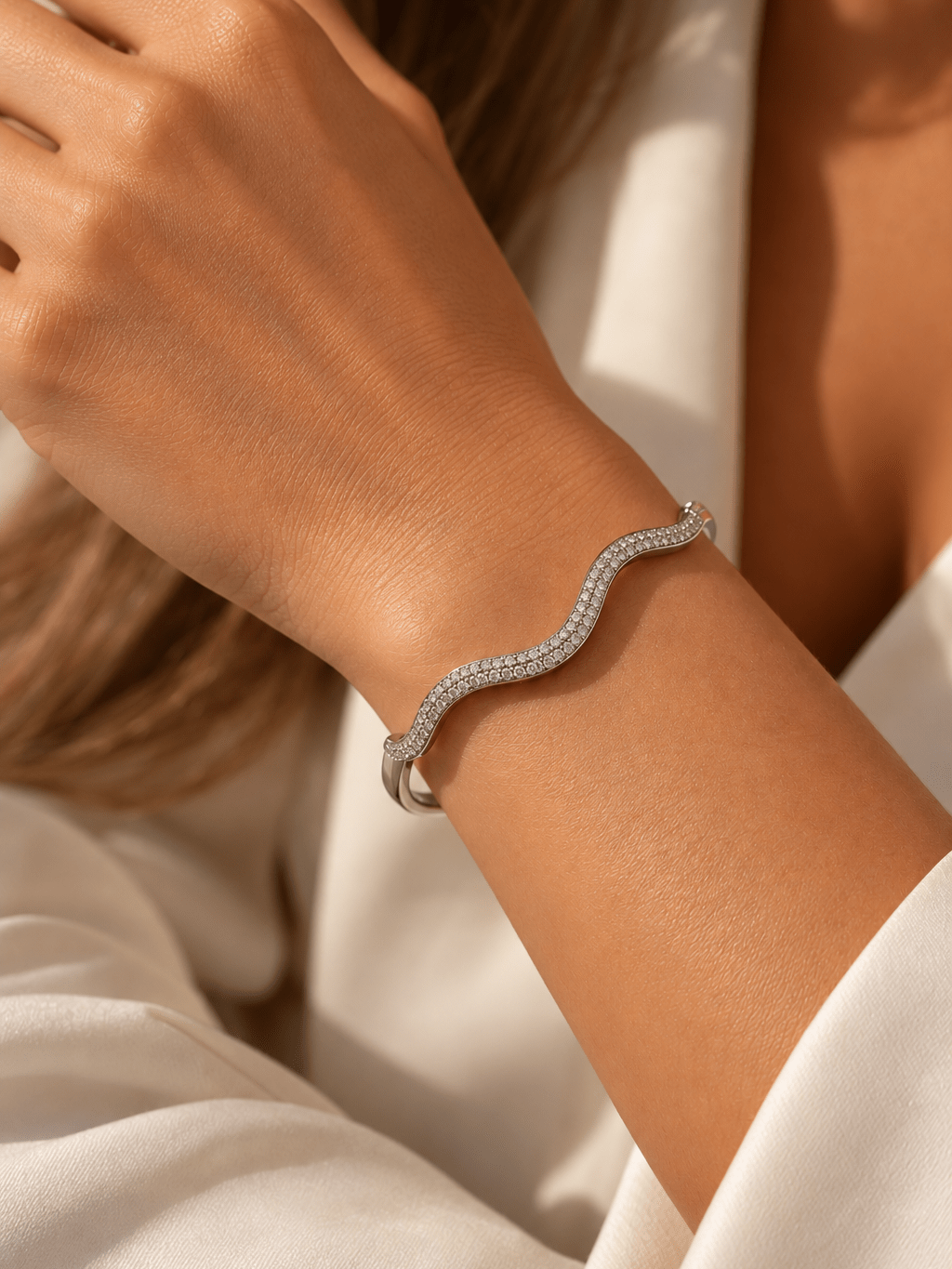 Bracciale Bangle "Waves Pavé" Gold o Silver - 333HOPE333