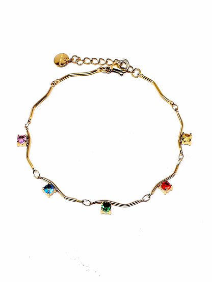 Bracciale "Medea" Gold con Pietre Quarzo Rosa o Acquamarina o Multicolor - 333HOPE333