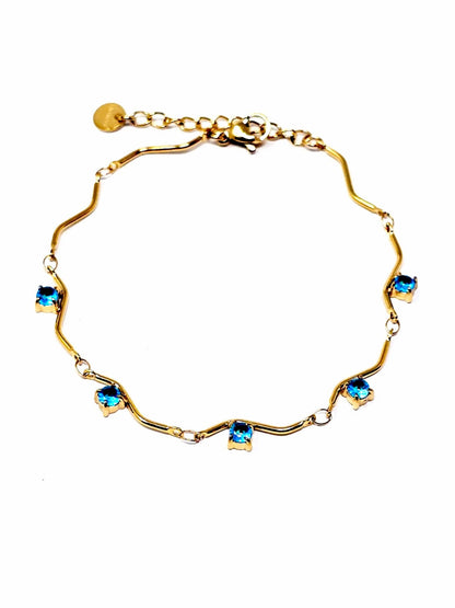 Bracciale "Medea" Gold con Pietre Quarzo Rosa o Acquamarina o Multicolor - 333HOPE333