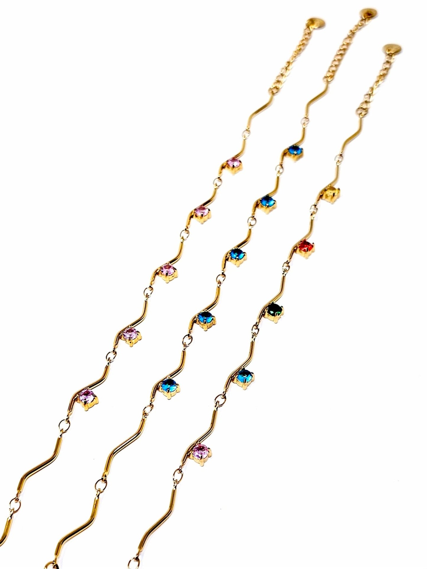 Bracciale "Medea" Gold con Pietre Quarzo Rosa o Acquamarina o Multicolor - 333HOPE333