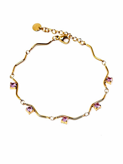 Bracciale "Medea" Gold con Pietre Quarzo Rosa o Acquamarina o Multicolor - 333HOPE333
