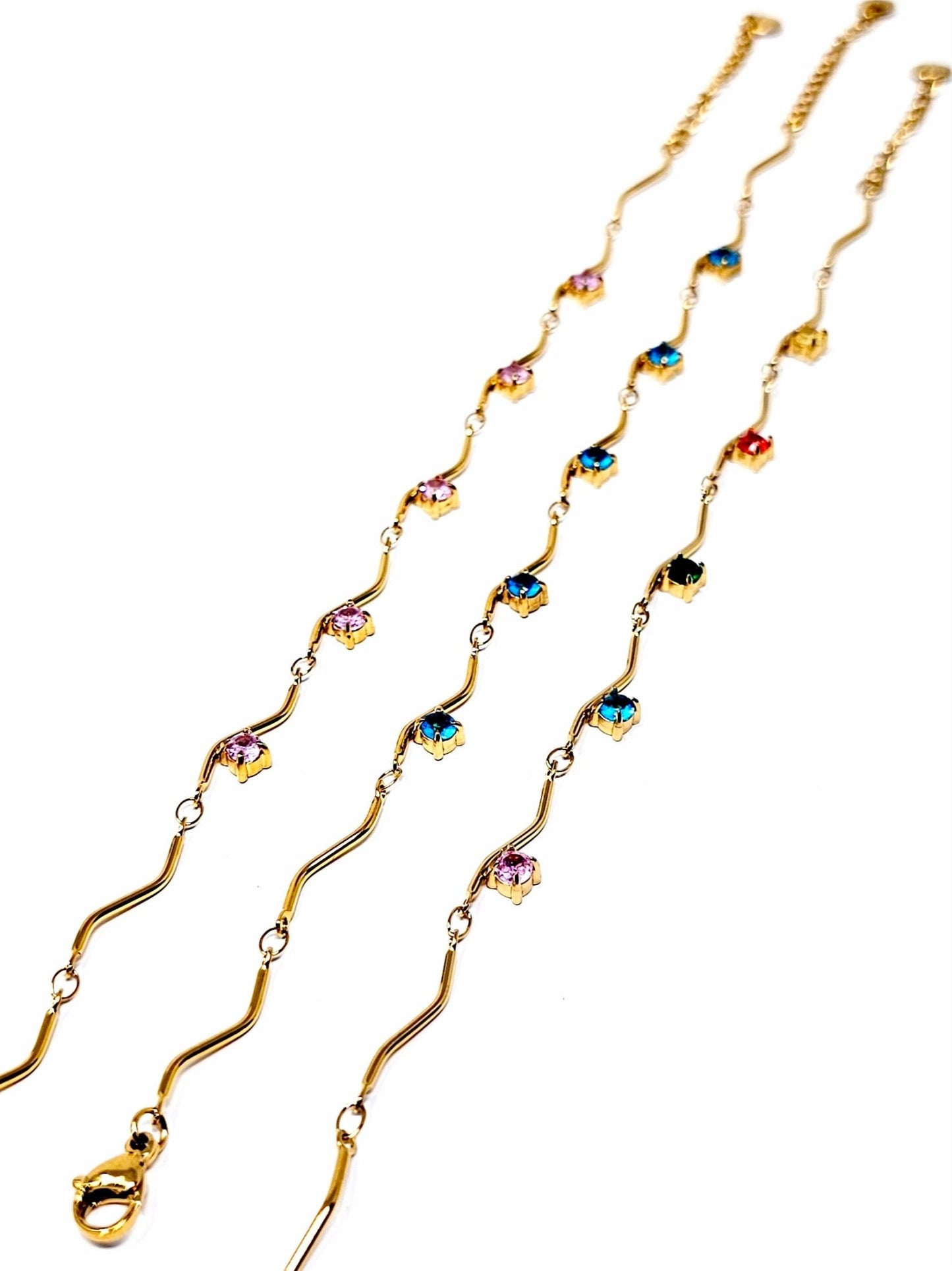 Bracciale "Medea" Gold con Pietre Quarzo Rosa o Acquamarina o Multicolor - 333HOPE333