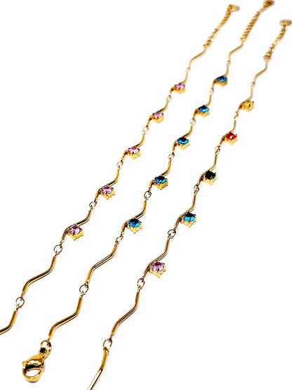 Bracciale "Medea" Gold con Pietre Quarzo Rosa o Acquamarina o Multicolor - 333HOPE333