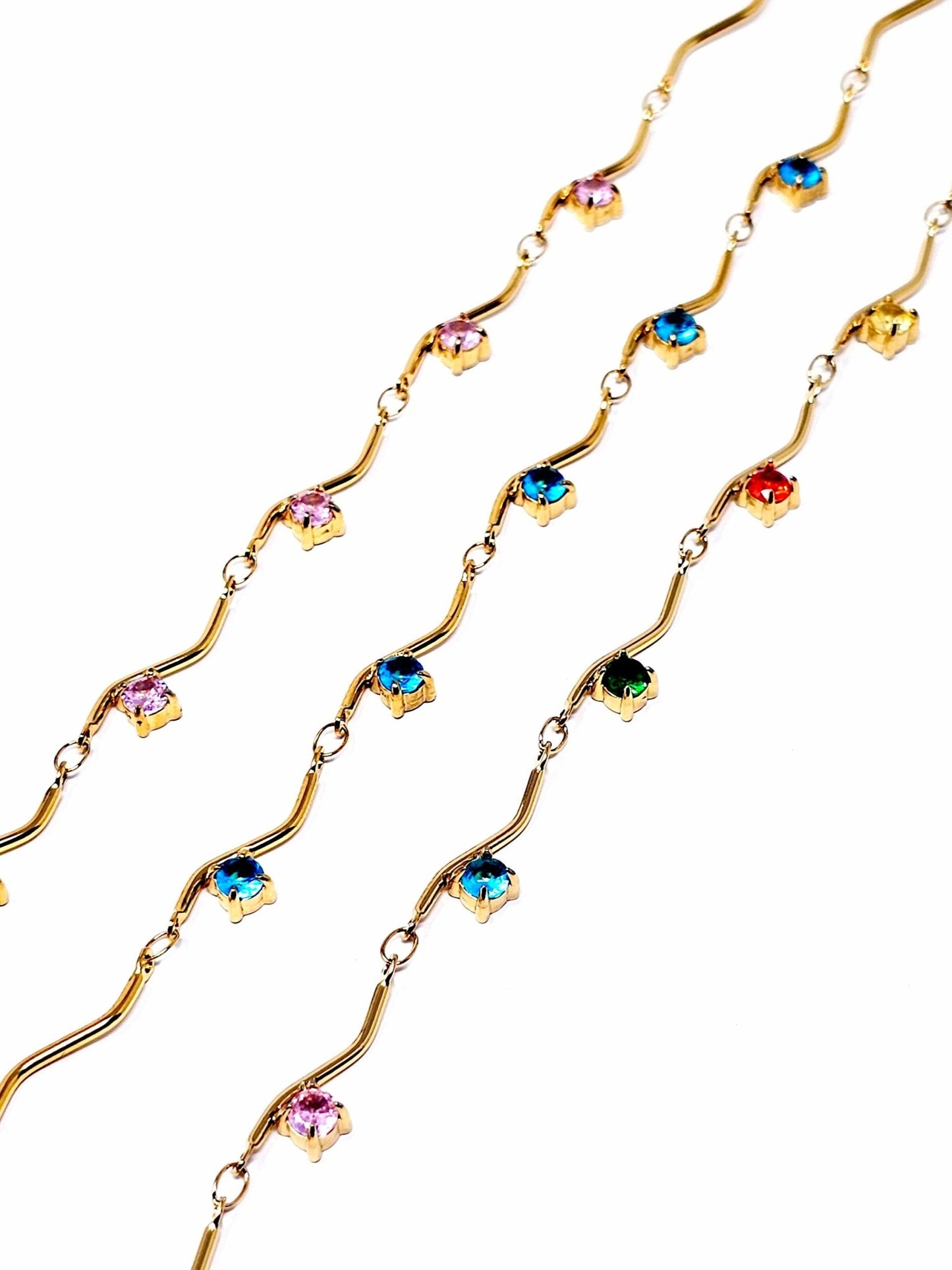 Bracciale "Medea" Gold con Pietre Quarzo Rosa o Acquamarina o Multicolor - 333HOPE333