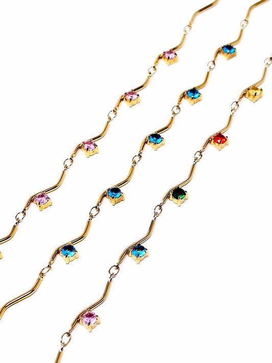 Bracciale "Medea" Gold con Pietre Quarzo Rosa o Acquamarina o Multicolor - 333HOPE333