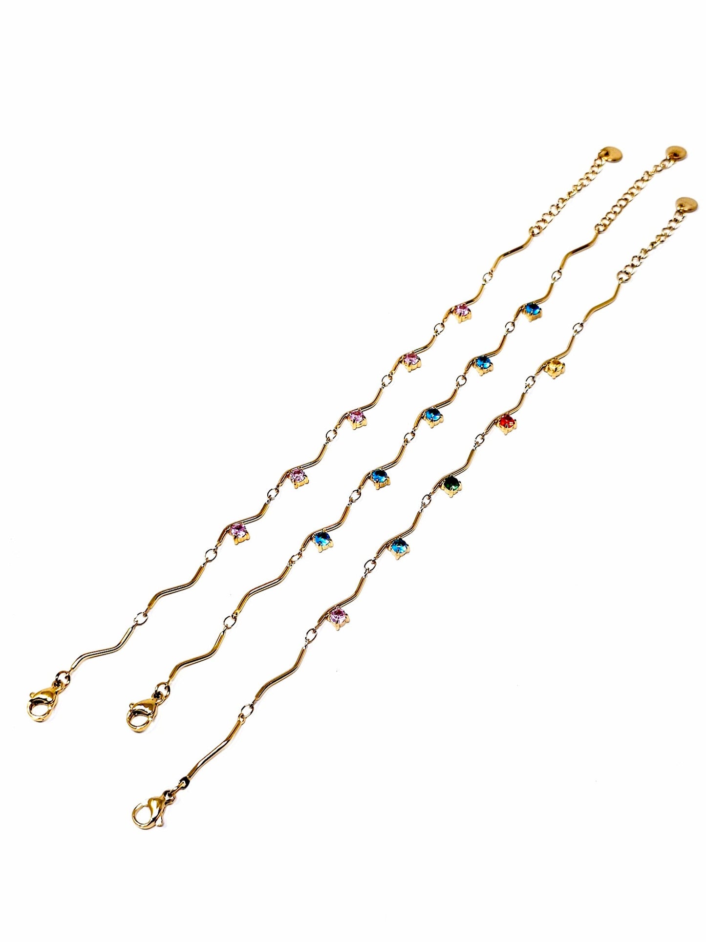 Bracciale "Medea" Gold con Pietre Quarzo Rosa o Acquamarina o Multicolor - 333HOPE333