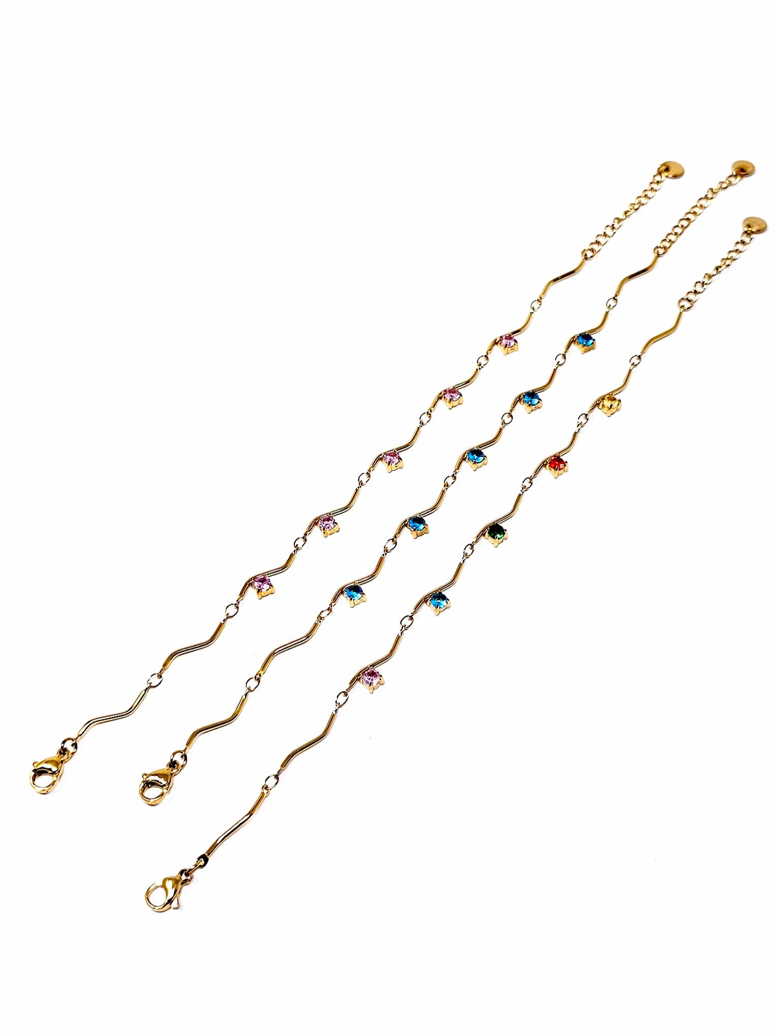 Bracciale "Medea" Gold con Pietre Quarzo Rosa o Acquamarina o Multicolor - 333HOPE333