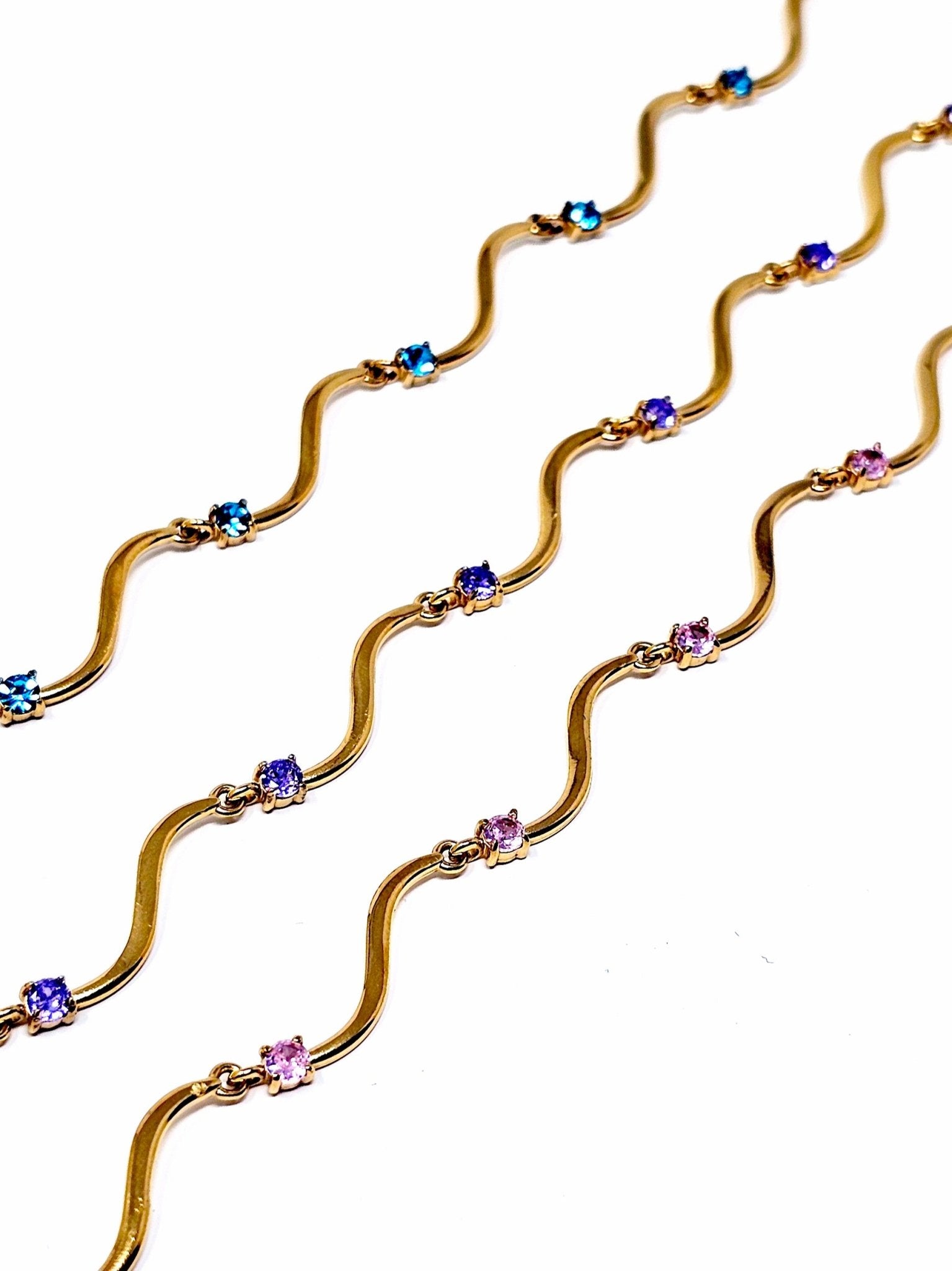 Bracciale "Mirea" Gold con Pietre Quarzo Rosa o Acquamarina o Ametista - 333HOPE333
