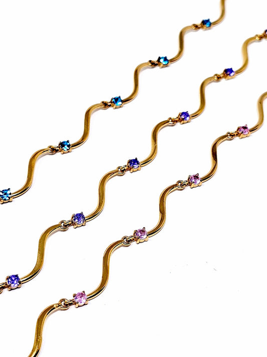 Bracciale "Mirea" Gold con Pietre Quarzo Rosa o Acquamarina o Ametista - 333HOPE333