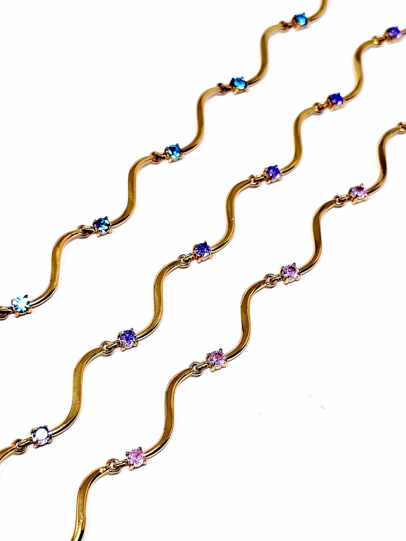 Bracciale "Mirea" Gold con Pietre Quarzo Rosa o Acquamarina o Ametista - 333HOPE333
