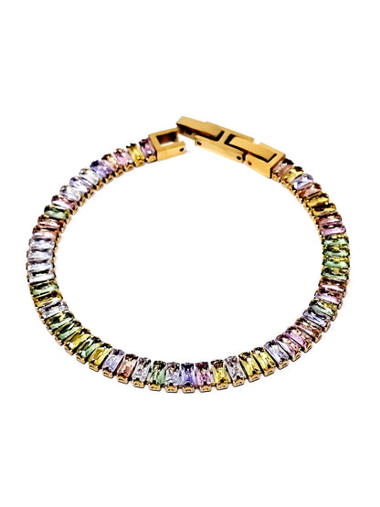 Bracciale Tennis "Royalty" Gold con Pietre Multicolor - 333HOPE333