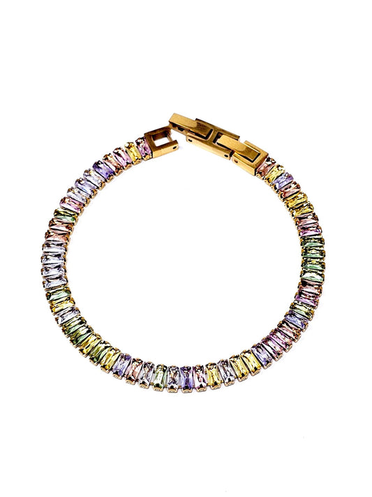 Bracciale Tennis "Royalty" Gold con Pietre Multicolor - 333HOPE333
