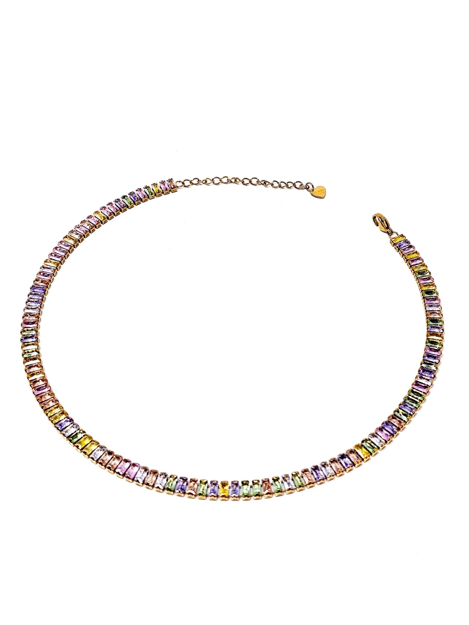 Choker/Girocollo Tennis "Royalty" Gold con Pietre Multicolor - 333HOPE333
