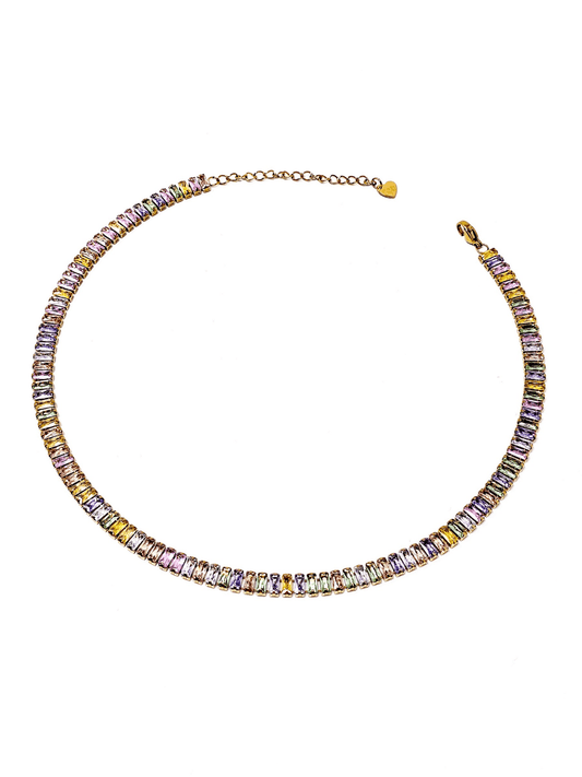 Choker/Girocollo Tennis "Royalty" Gold con Pietre Multicolor - 333HOPE333