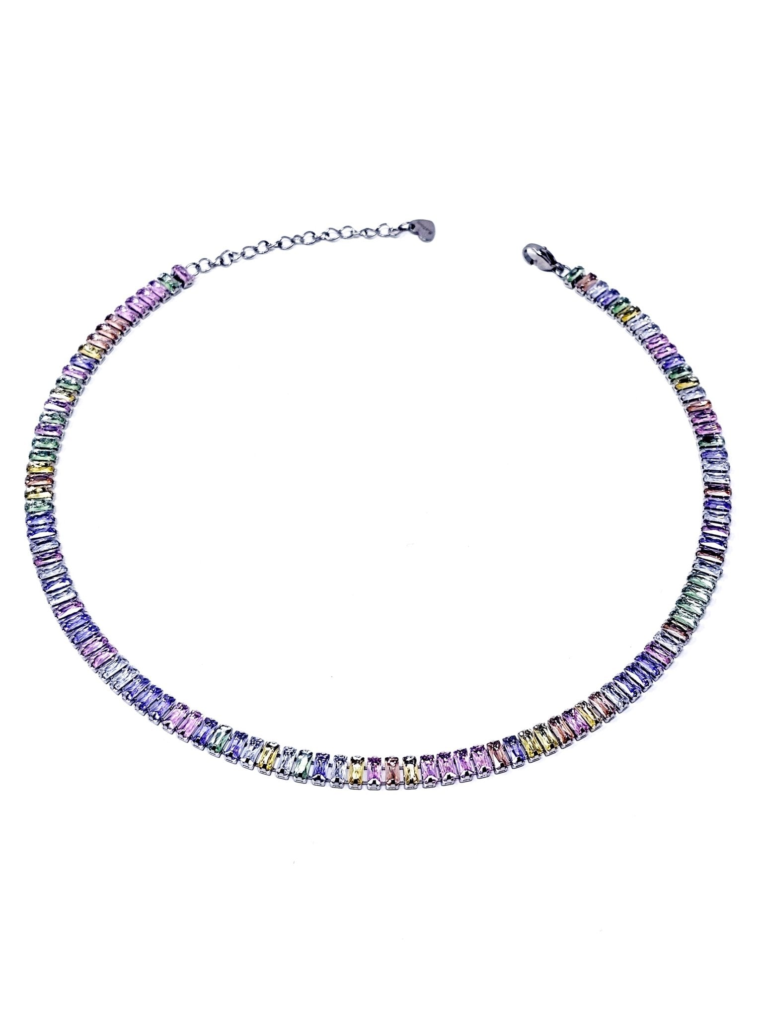 Choker/Girocollo Tennis "Royalty" Silver con Pietre Multicolor - 333HOPE333