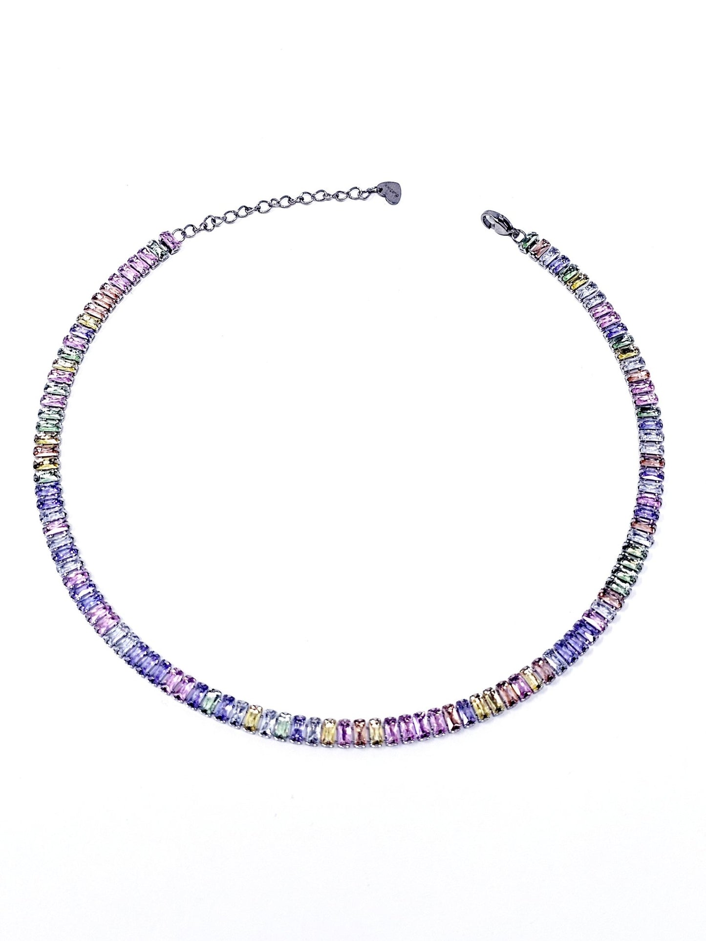 Choker/Girocollo Tennis "Royalty" Silver con Pietre Multicolor - 333HOPE333