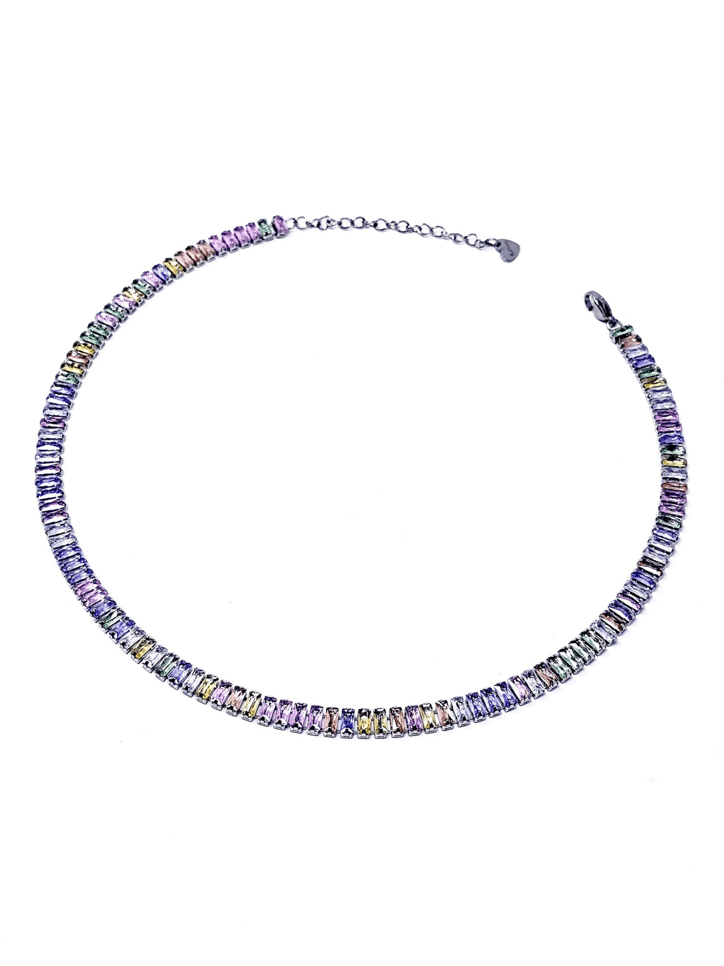 Choker/Girocollo Tennis "Royalty" Silver con Pietre Multicolor - 333HOPE333