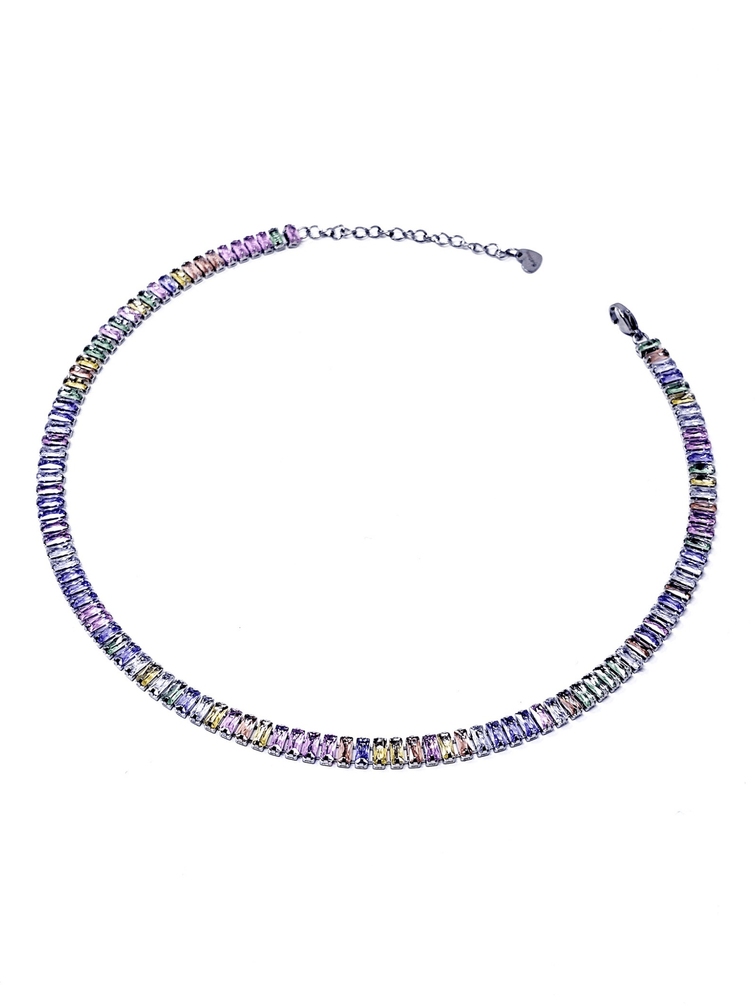 Choker/Girocollo Tennis "Royalty" Silver con Pietre Multicolor - 333HOPE333