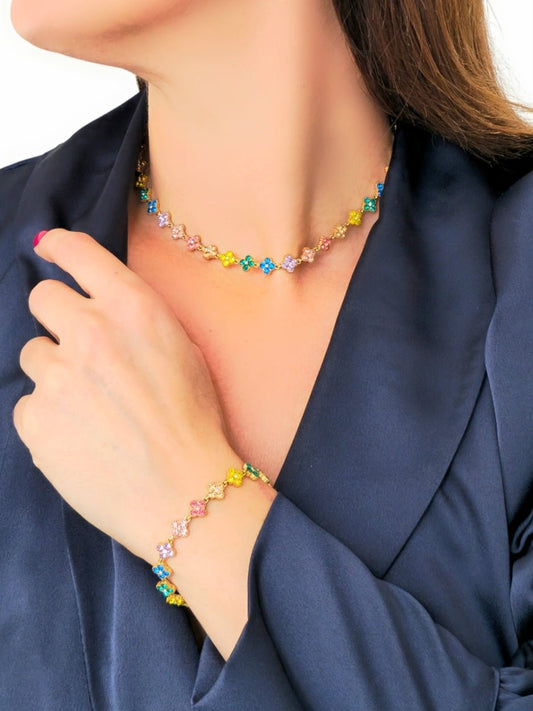 Choker/Girocollo "Vintage" Gold con Pietre Rainbow - 333HOPE333