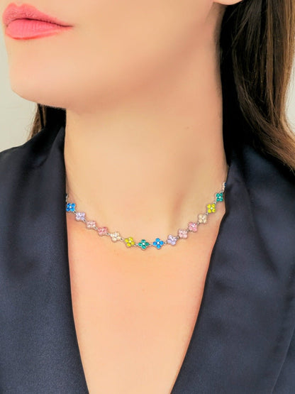 Choker/Girocollo "Vintage" Silver con Pietre Rainbow - 333HOPE333