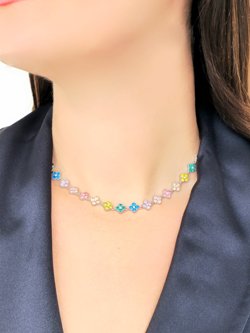 Choker/Girocollo "Vintage" Silver con Pietre Rainbow - 333HOPE333