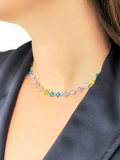 Choker/Girocollo "Vintage" Silver con Pietre Rainbow - 333HOPE333