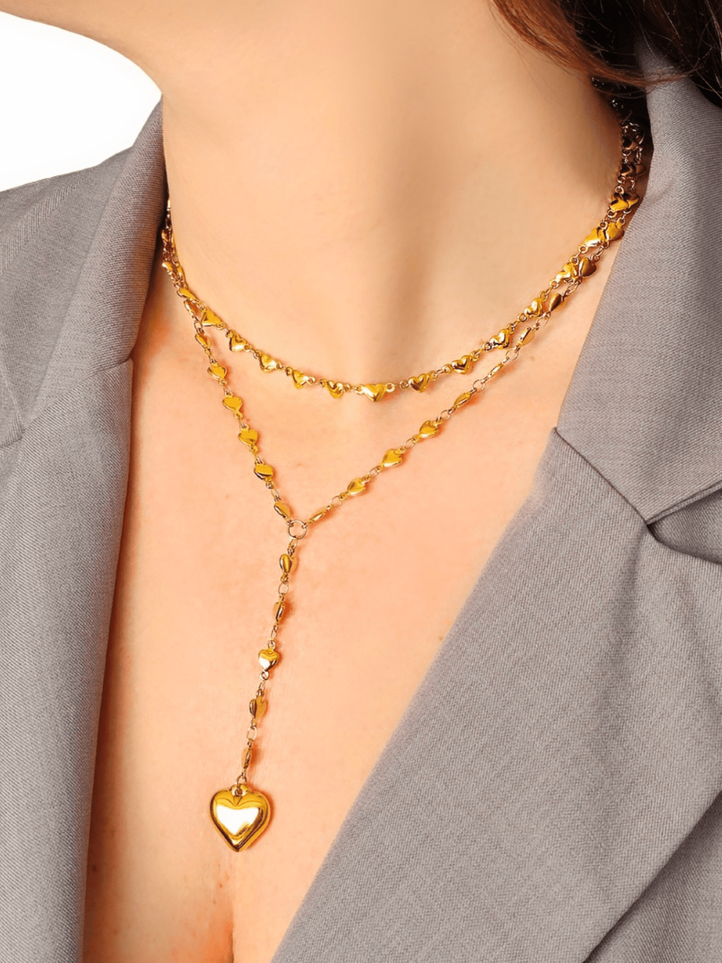 Collana a Due Fili "Cuoricini" Gold - 333HOPE333