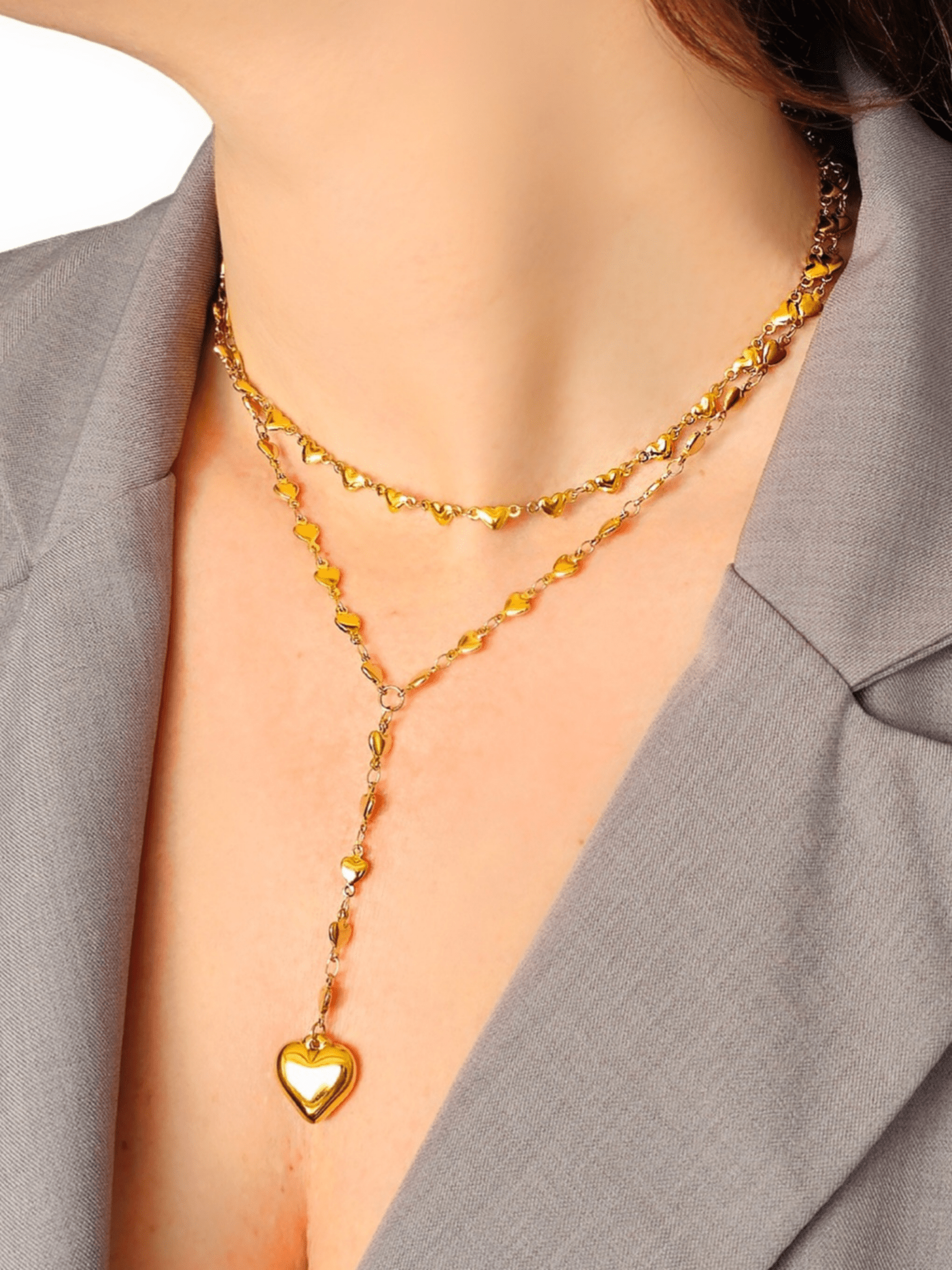 Collana a Due Fili "Cuoricini" Gold - 333HOPE333