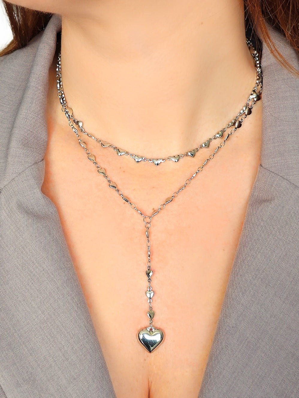 Collana a Due Fili "Cuoricini" Silver - 333HOPE333