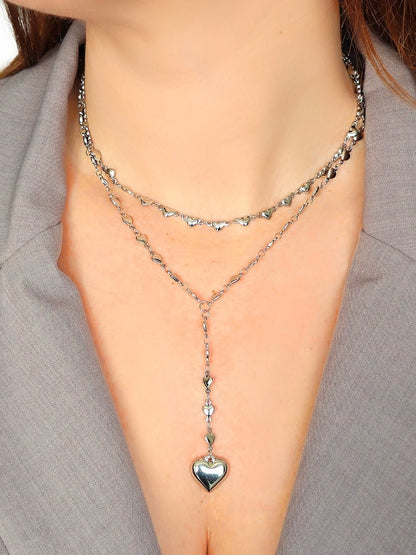 Collana a Due Fili "Cuoricini" Silver - 333HOPE333