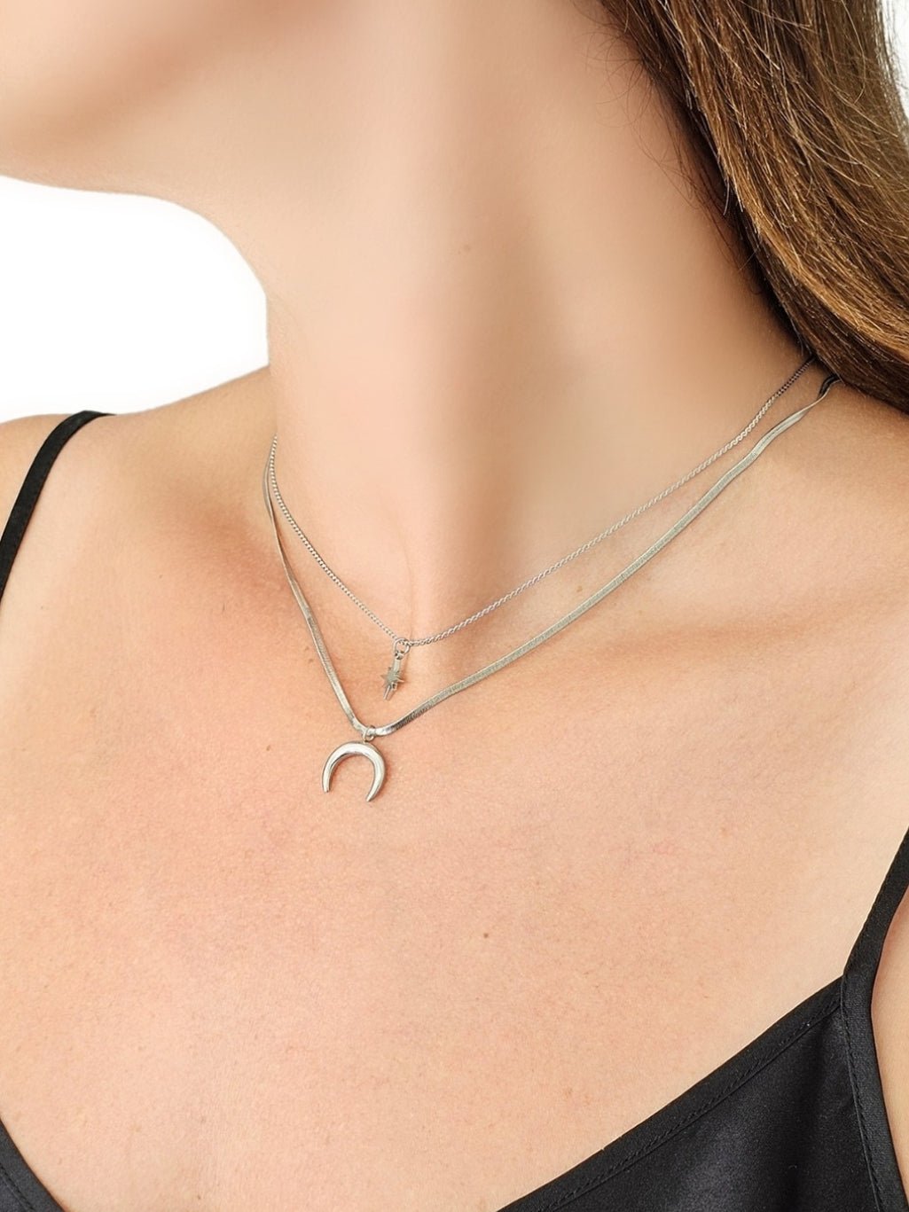 Collana Girocollo a Due Fili "Half Moon" Silver - 333HOPE333