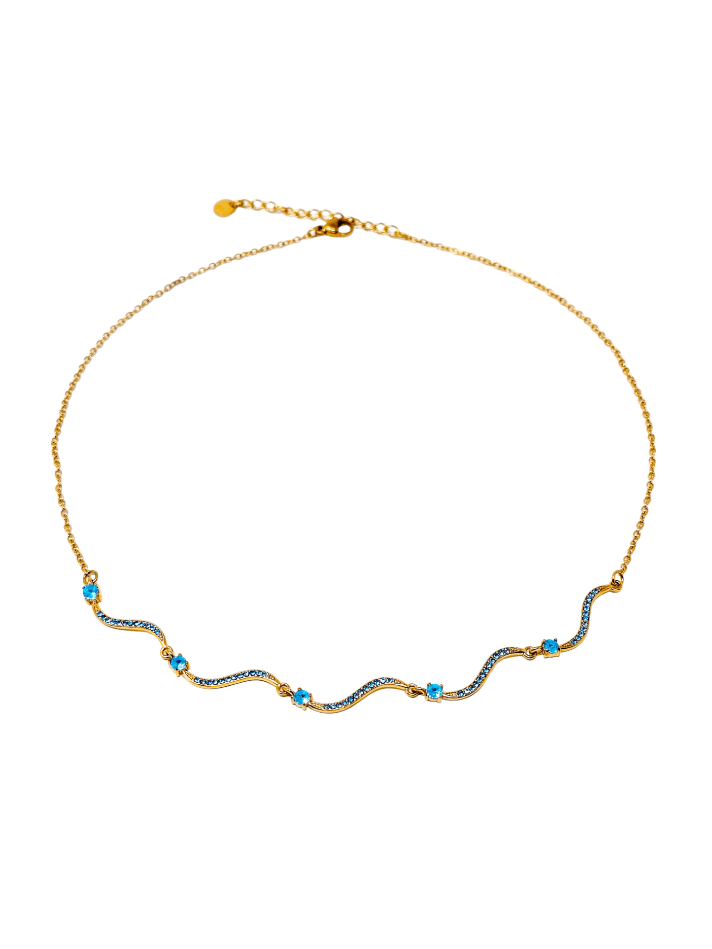 Collana Girocollo "Artemide" Gold con Pietre Acquamarina - 333HOPE333