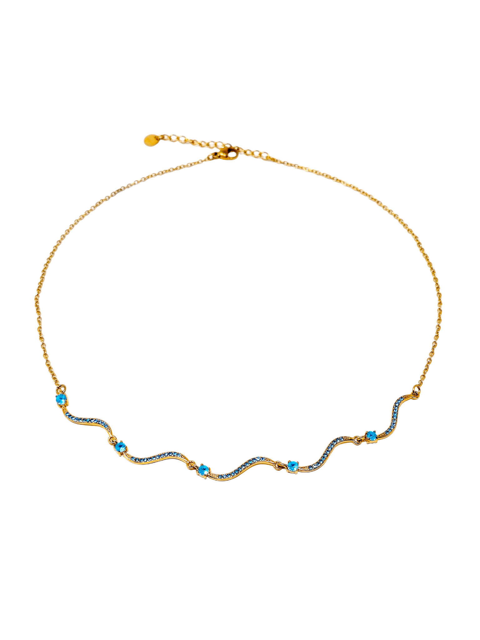 Collana Girocollo "Artemide" Gold con Pietre Acquamarina - 333HOPE333