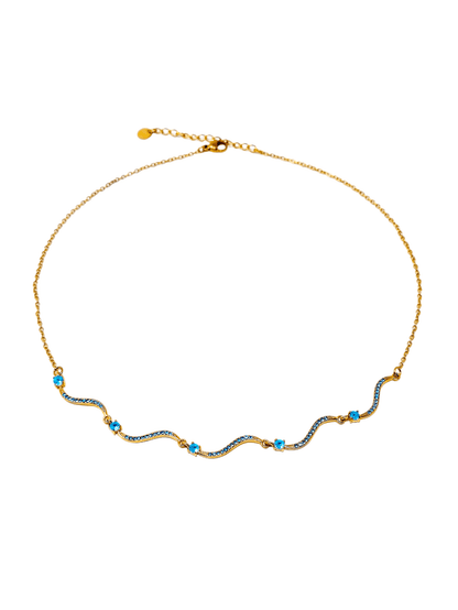 Collana Girocollo "Artemide" Gold con Pietre Acquamarina - 333HOPE333