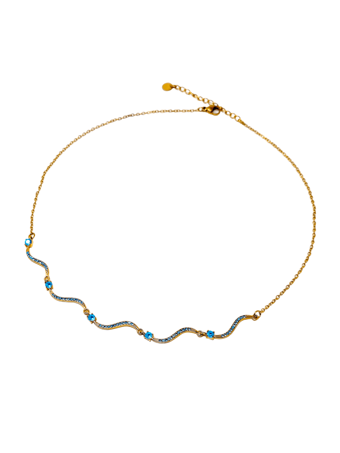 Collana Girocollo "Artemide" Gold con Pietre Acquamarina - 333HOPE333