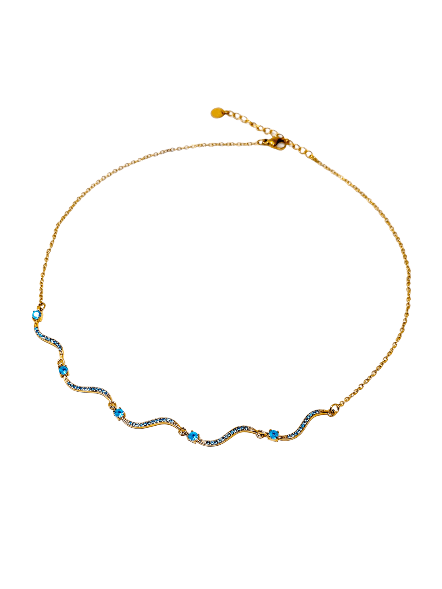 Collana Girocollo "Artemide" Gold con Pietre Acquamarina - 333HOPE333