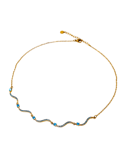 Collana Girocollo "Artemide" Gold con Pietre Acquamarina - 333HOPE333
