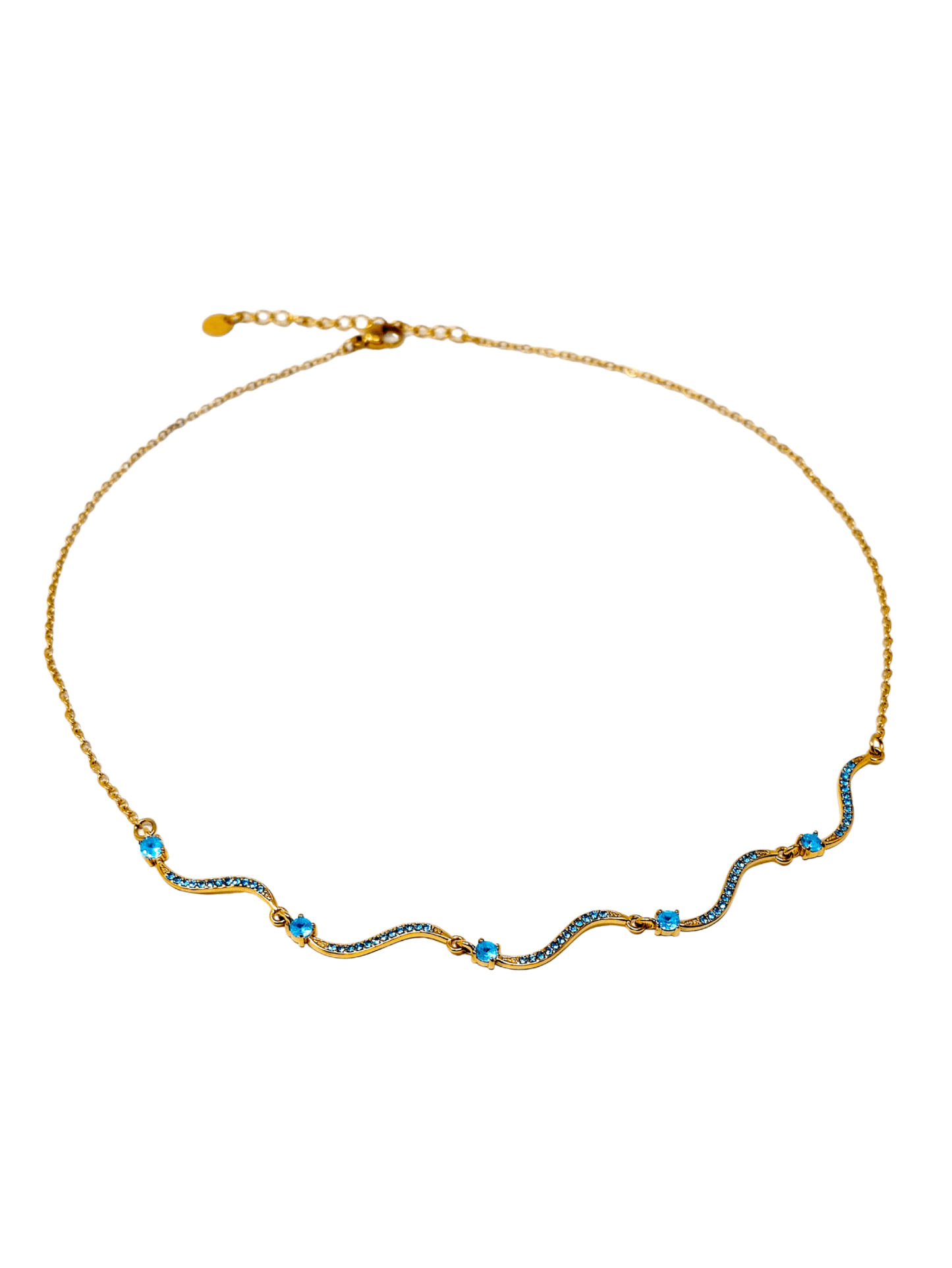 Collana Girocollo "Artemide" Gold con Pietre Acquamarina - 333HOPE333