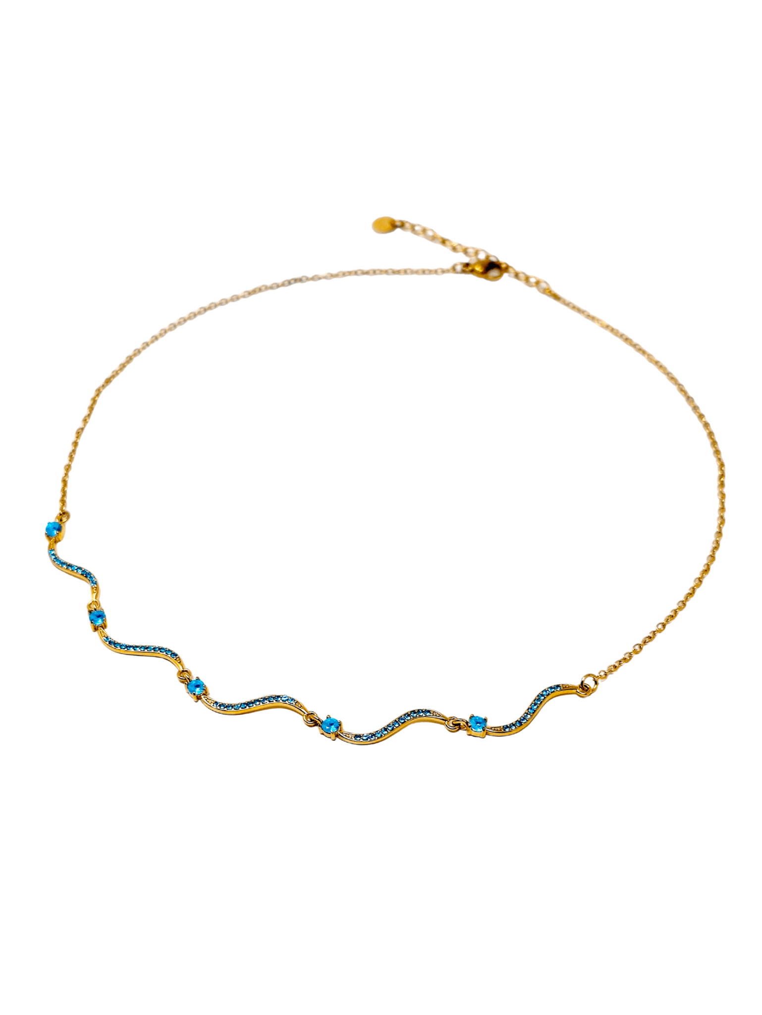 Collana Girocollo "Artemide" Gold con Pietre Acquamarina - 333HOPE333