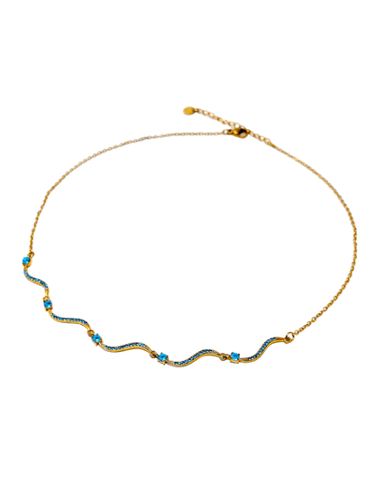 Collana Girocollo "Artemide" Gold con Pietre Acquamarina - 333HOPE333