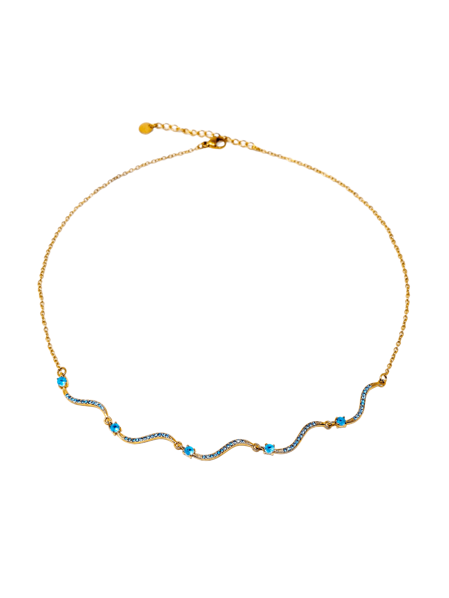 Collana Girocollo "Artemide" Gold con Pietre Acquamarina - 333HOPE333